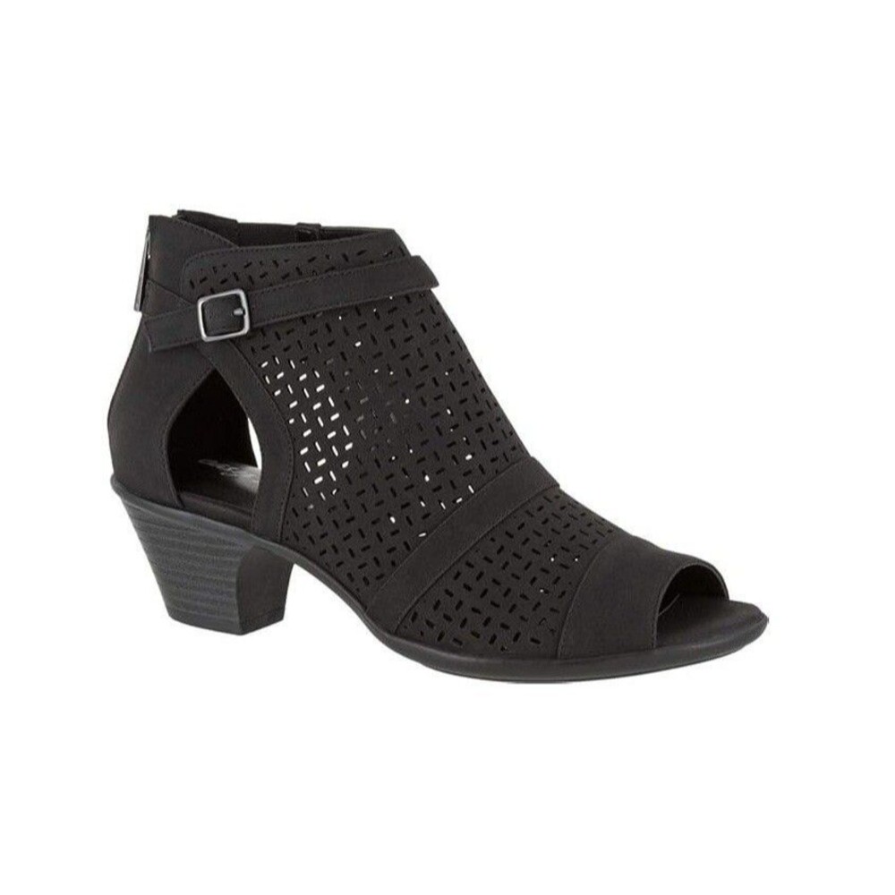Easy Street Womens 9 WW Black Carrigan Peep Toe Heel Sandal NIB HC0